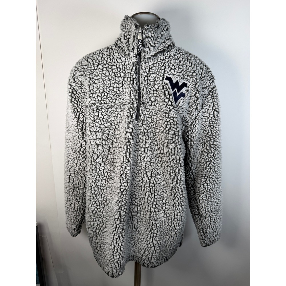 Boxercraft WVU Mountaineers Sherpa Fleece Quarter Zip Pullover Grey Womens Small